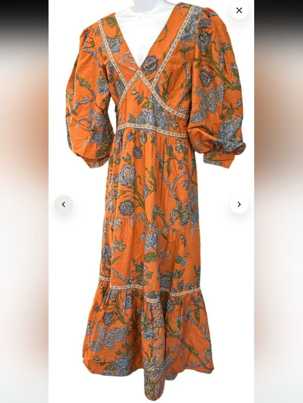 100% Cotton House of Harlow 1960 Wanda Orange Midi Dress By Nicole Ritchie - Picture 6 of 11
